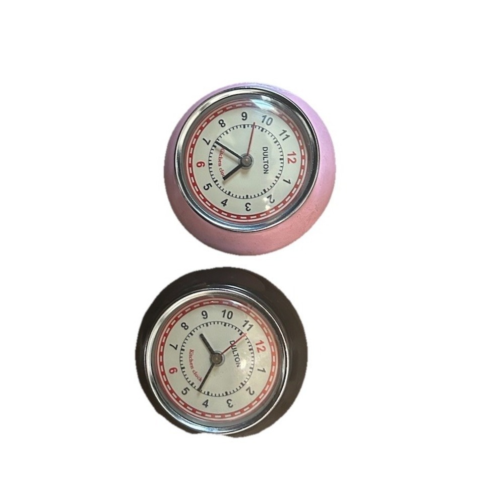 She Of 2 Vintage Dulton Kitchen Clocks Pink & Black Both Working Order